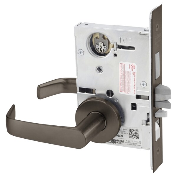 Apartment or Dormitory Mortise Lock, NS Lever, A Rose, Oil Rubbed Bronze